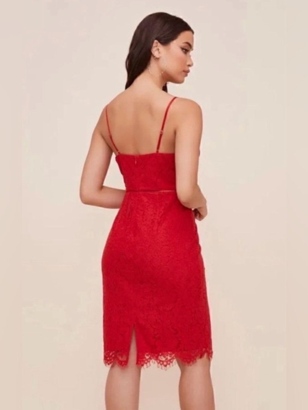 ASTR Red Lace V-Neck Spaghetti Strap Dress - XS - Picture 2 of 8